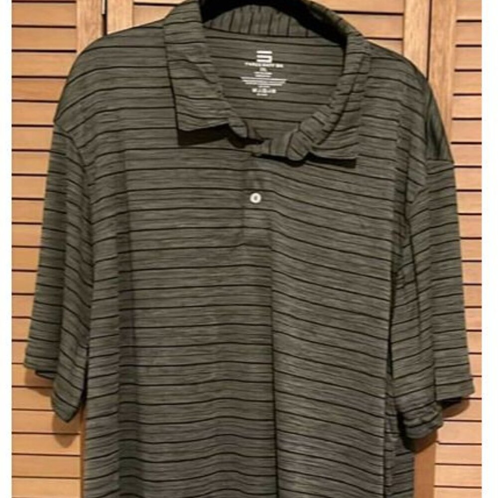 Three‎ Sixty Six Men's Golf Shirt Gray Stripes SZ XXXL/Donation-Charity SALE